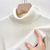 Tricô Masculino Outono e Inverno Gola Dupla Simples Casual Cor Pura Quente Peça Básica Masculina Gola Alta Grossa