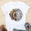 Flores hortícolas patrón de personalidad cuello redondo estampado camiseta blanca manga corta para mujer comercio exterior transfronterizo wish/ebay Amazon