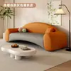Sofá de Tela Estilo Nórdico Crema Fila Recta Tienda de Ropa Simple Salón de Belleza Área de Descanso Recepción Apartamento Pequeño Sillón Sofá