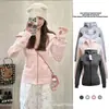 [Método Original Huamian Composite] Moletom Cinza com Capuz Americano Top Casual Feminino Jaqueta Cardigã Feminino