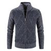 2024 comércio exterior novo primavera e outono forrado com fleece tamanho plus size masculino xadrez casual gola alta cardigã suéter de manga longa casaco