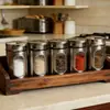 Botella Rotatoria de Acero Inoxidable y Vidrio para Condimentos de Cocina Sal de Sésamo MSG Esencia de Pollo Botella para Condimentos de Barbacoa Portapalillos