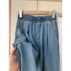 Jeans de pierna ancha Tencel para mujer 2025 Verano Delgados Talla Grande Cintura Alta Sueltos Look Adelgazante Pantalones rectos drapeados hasta el suelo