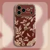 Fondo Rojo Hojas de Camelia Adecuado para Funda de Teléfono Apple 17 Pro Max iPhone 16 Cobertura Completa 15 A Prueba de Golpes 14 Tridimensional