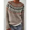 Amazon Europeo y Americano Nuevo Estilo Suéter para Mujer Más Vendido Cuello Redondo Bloque de Color Holgado Moda Jersey Suéter Tejido