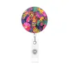 Crachá de identificação do fabricante com tema floral e clipe retrátil, revestimento plástico de fácil fixação, adequado para crachás temáticos florais e de animais para uso transfronteiriço