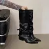 Botas de tacón grueso de tacón alto de tubo alto para mujer 2026 nuevo de primavera y otoño punta fina tacón de bloque botas largas botas para pantalón botas de montar