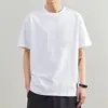 Camiseta unisex versátil de algodón peinado premium, cuello redondo, corte holgado, manga corta, hombros caídos, lisa, lisa, al por mayor
