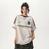 Camiseta Oversized Solta Gola Redonda Estilo Europeu com Três Listras Unissex Manga Curta Marca Tendência Retro Americana Top Pesado Manga Meia-Manga Verão