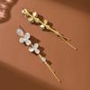 Pendientes Largos de Borla con Flor de Zirconia Chapados en Oro Real de 14K, Nuevos de Moda 2025, Pendientes Elegantes Versátiles
