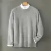 Suéter Pulôver Masculino Gola Alta Meia-Boca 100% Lã Outono/Inverno 2025, Engrossado, Escovado, Quente, Anti-Pilling, Casual de Negócios