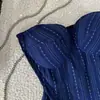 Nueva colección de principios de primavera: un corsé de pescado azul zafiro estampado, elegante y estilizado, de corte ajustado, que realza la figura y es versátil, para mujer