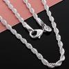 Joyería de moda transfronteriza plateada 3 mm trenzado Etiqueta de Plata 925 collar cadena trenzada
