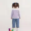 Conjunto de Três Peças de Outono Suave Estilo Coreano para Meninas, Cardigã Curto com Gola Grande de Renda para Roupa Externa de Meninas