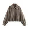 Roupas femininas transfronteiriças 2026 Moda europeia e americana casual simples de corte solto jaqueta softshell macia com zíper para mulheres F612777