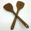 Juego de espátula y cuchara de madera de ala de pollo Madera maciza sin pintura ni cera Madera para sartén antiadherente Mango largo Espátula para cocinar Utensilios de cocina Venta al por mayor