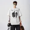 Camiseta Blanca de Manga Corta con Estampado Estilo High Street Americano para Hombre, Nueva Tendencia Verano Diseño Holgado Camiseta de Media Manga Resistente