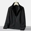 Chaqueta Exterior para Hombre Transfronteriza Engrosada con Felpa, Cortavientos, Cálida, Cuello Alto, Color Sólido, Forro Polar Casual