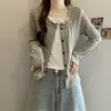 Talla Extra Mujer Niñas Gordas Otoño Invierno Nuevo Sentido del Diseño Camiseta de Manga Larga Patchwork de Encaje con Volantes Falsa de Dos Piezas