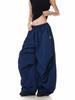 Pantalones Cargo Paracaídas Rojos de Calle Americana para Mujer, Holgados Casuales de Jazz Perezoso de Pierna Ancha con Caída y de Largo hasta el Suelo