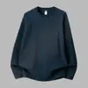 Camiseta de Manga Larga de Algodón Puro de Peso Pesado 260g para Hombre Camiseta de Algodón Suelta Estilo Americano Cuello Redondo Camiseta para Vestir por Capas Color Sólido Abrigo de Otoño