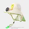 Sombrero Abanico Chal Hombres Mujeres Verano Protección Solar Sombrero Parasol Ala Ancha Malla Transpirable Sombrero de Sol Sombrero Infantil Abanico