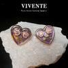Pintura al Óleo Francesa Morado Pendientes Pequeños en Relieve Retro Exquisitos Combinan con Todo Diseño de Nicho 18K Pendientes Avanzados S925