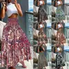 Aliexpress Amazon Europeo y Americano 2025 Verano Nuevo Falda Estampada para Mujer Falda Larga de Playa de Vacaciones Falda Amplia Grande