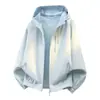 Jaqueta corta-vento com zíper color block estilo americano, unissex, para atividades ao ar livre, à prova de vento, estilo jovem, top casual para outono e inverno