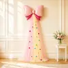 Decoración de columna de globos de malla con lazo para la celebración del cumpleaños de una niña de 2 años, ambientación para la ceremonia del primer cumpleaños, accesorio para fotos