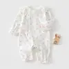 Macacão de Verão para Bebê, Algodão Puro de Manga Longa Fino para o Início do Verão, Roupa para Ar Condicionado, Roupas de Princesa Super Fofas para Bebês Meninas