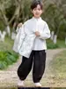Ropa Nueva de Primavera y Otoño 2026 Estilo Chino Disfraz Antiguo para Niños y Niñas, Traje Tang, Chaleco de Nuevo Estilo Chino, Camisa y Pantalones Largos Conjunto de Tres Piezas