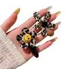Elegante pinza para el pelo floral con estampado de leopardo para mujer, con un aire Maillard, pinza de cocodrilo estilo coreano, pasador, accesorio para el pelo de otoño e invierno
