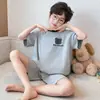Nuevo Conjunto de Pijama de Dos Piezas de Verano para Niños Mayores, Lindo Estampado de Dibujos Animados de Manga Corta con Cuello Redondo Conjunto de Ropa de Casa para Niños