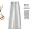 Calça Casual de Perna Larga Estreita para Mulheres 2026 Novo Estilo de Verão para Figuras Baixas, Solta e Fluida, Calça Reta de Cintura Alta Emagrecedora de Nove Pontos