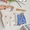 Traje de Verano para Niñas 2025 Nuevo Estilo Chaleco sin Mangas para Niñas Pequeñas y Medianas Shorts de Mezclilla a la Moda Conjunto de Dos Piezas