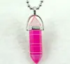 Collar de acero con colgante de piedra de cristal natural de ágata, columna hexagonal, bala, estilo europeo y americano, Amazon ebay