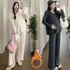 [Personalizado] Estilo Coreano Otoño e Invierno Nueva Ropa de Maternidad Sudadera con Capucha Moda Mamá Talla Grande Cubre Vientre Aspecto Adelgazante Conjunto de Dos Piezas de Moda