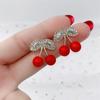 Rojo Lindo Cereza Cereza Rojo Internet Pequeño Arete Elegante Corea del Sur Super Hada Pendientes de Fruta Pendientes