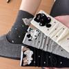 25 Calcetines Nuevos de Otoño con Lunares y Felpa de Gato Estilo Coreano para Mujer Calcetines de Media Pantorrilla Sin Costuras Calcetines de Felpa Lindos de Dibujos Animados para Mujer