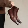 34 a 42 yardas Piel Genuina Superficie Suave Tacón Bajo Botines Transfronterizo Comercio Exterior Tallas Grandes Punta Cuadrada Adelgazantes Botas de Moda Otoño Invierno Viaje Diario Mujer