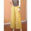 Pantalones de Lino Anchos Estilo Old Money Vintage para Mujer Verano 2025 Simples Sueltos de Cintura Alta Caídos Casuales Rectos de Nueve Puntos
