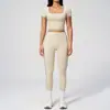 Conjunto Esportivo de Yoga Feminino Escovado, Emagrecedor, Revela Cintura, Justo ao Corpo, Alta Elasticidade, Levanta Bumbum, Secagem Rápida, Roupa de Fitness Yoga 2036