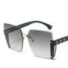 Gafas de sol de alta calidad de montura grande de media montura que hacen que la cara parezca pequeña, a prueba de rayos UV, para mujer, verano, gafas de sol degradadas de celebridad de Internet