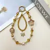 Novo Estilo Ins Cordão Curto para Celular com Contas de Cristal Pintura a Óleo Estrela Pingente Criativo de Liga Metálica Floco de Neve Acessório para Celular