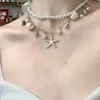 Atuendo para un Viaje: Collar Capa de Concha y Estrella de Mar para Mujer, Cadena para Clavícula con Vibras de Primavera, Accesorio de Cuello para Vacaciones en la Playa