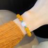 Pulsera de ágata amarilla de estilo antiguo chino para otoño e invierno, accesorios artísticos con borlas Hanfu, pulsera de jade blanco, pulsera para novias, pulsera para mujer