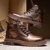 Botas Martin Transfronterizas para Hombre, Zapatos Casuales de Caña Alta para Otoño, Zapatos de Cuero Retro Modernos y Versátiles, Botines de Trabajo de Estilo Británico para Hombre