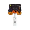 Porta-insignia retráctil giratorio de calabaza y fantasma lindo de Halloween para tarjetas de identificación, clip retráctil para insignia médica