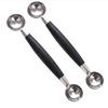 Cuchara de bola para excavar frutas de acero inoxidable de doble cabezal, cuchillo corrugado para trinchar, bandeja para fruta de sandía, excavadora de bola para excavar
